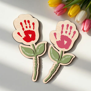Personalized Handprint Flower Gift for Mom, Wooden Keepsake Mother s Day Gift, Custom Baby Handprint Plaque, Mom Gift from Kids