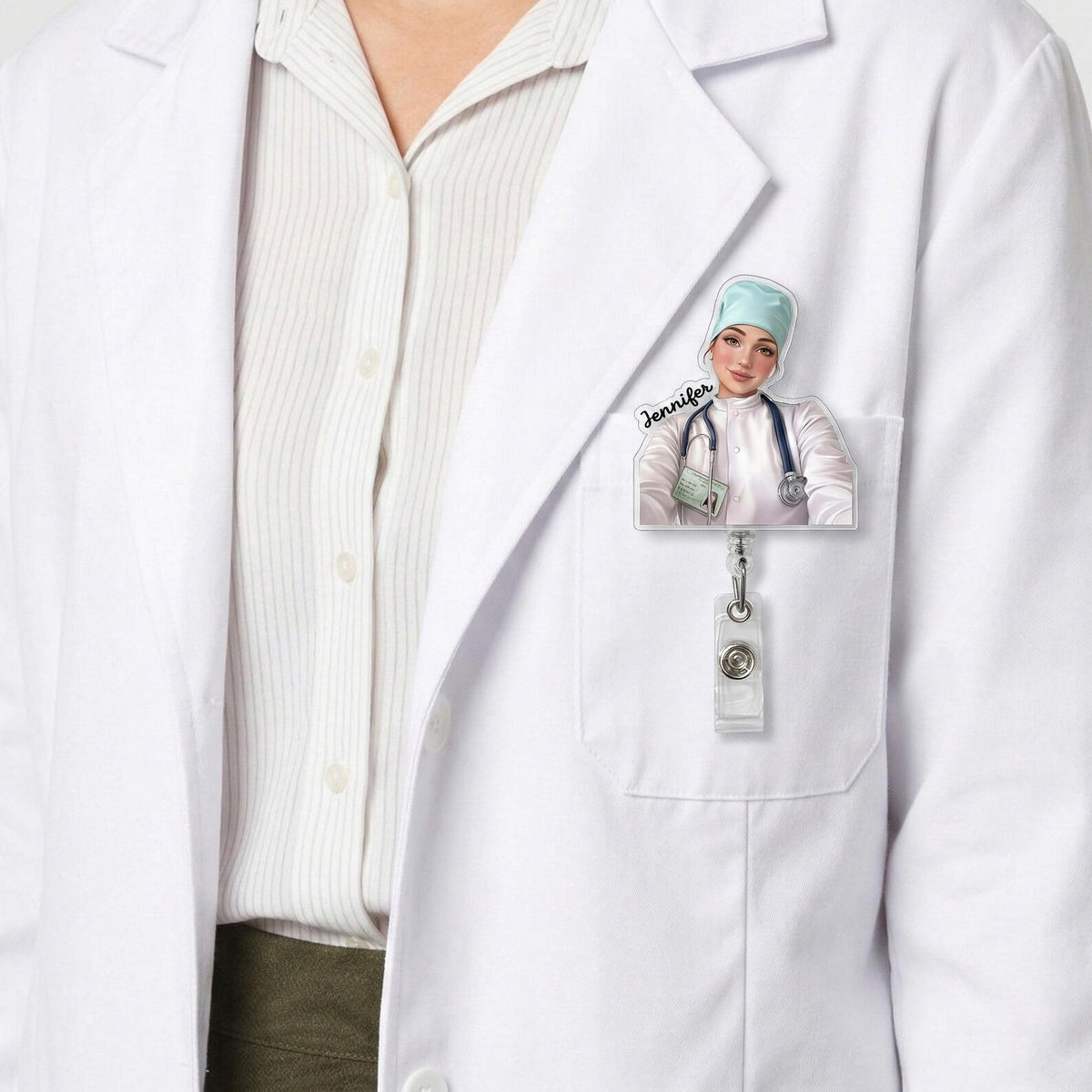 Personalized Portrait from Photo Nurse Badge Reel: ICU RN Nurse Doctor Retractable ID Holder, Nurse Badge Charms