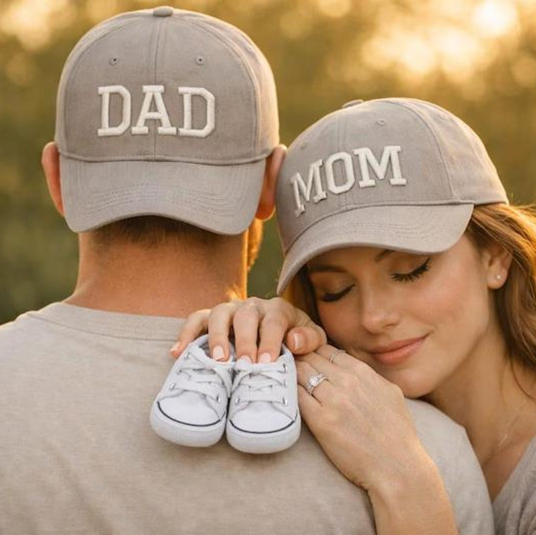 Mom and Dad Embroidered Hat, Personalized Matching Parents Vintage Cap, Baby Announcement Hat, Dad Mom Baseball Cap, Mother's Day Gift
