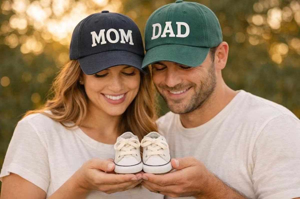 Mom and Dad Embroidered Hat, Personalized Matching Parents Vintage Cap, Baby Announcement Hat, Dad Mom Baseball Cap, Mother's Day Gift