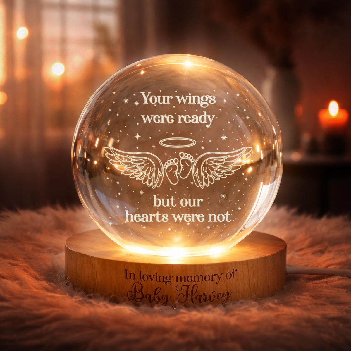 Personalized Baby Memorial Night Light, Miscarriage Memorial Crystal Ball Night Light, Angel Baby Memorial Gifts, Baby Loss, Sympathy Gift