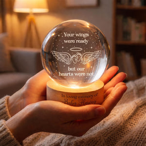 Personalized Baby Memorial Night Light, Miscarriage Memorial Crystal Ball Night Light, Angel Baby Memorial Gifts, Baby Loss, Sympathy Gift