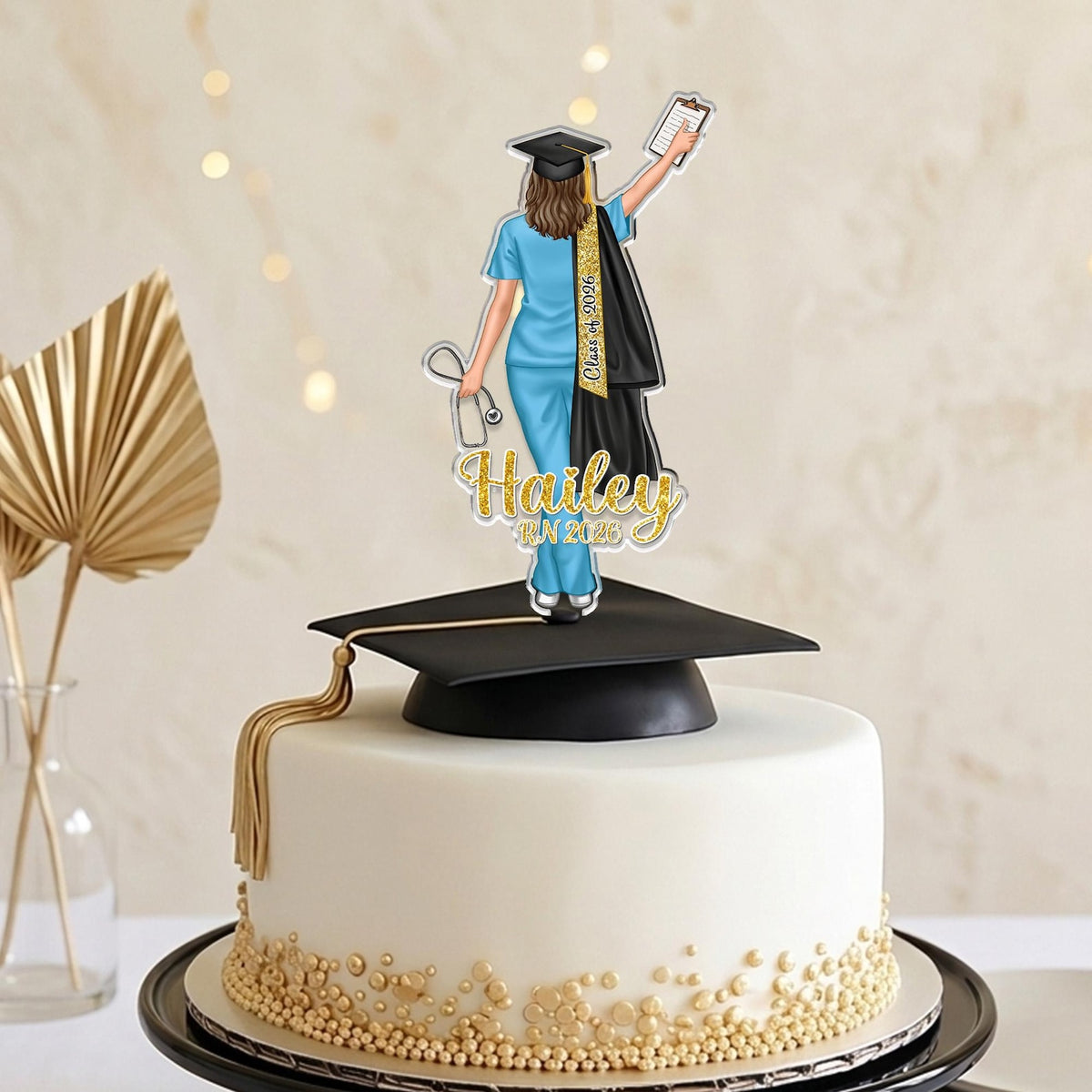 Personalized Nurse Graduation Cake Topper, Class of 2026 Nurse Cake Topper, Congrats Graduation Party Decor, Nurse Grad Gift For Daughter