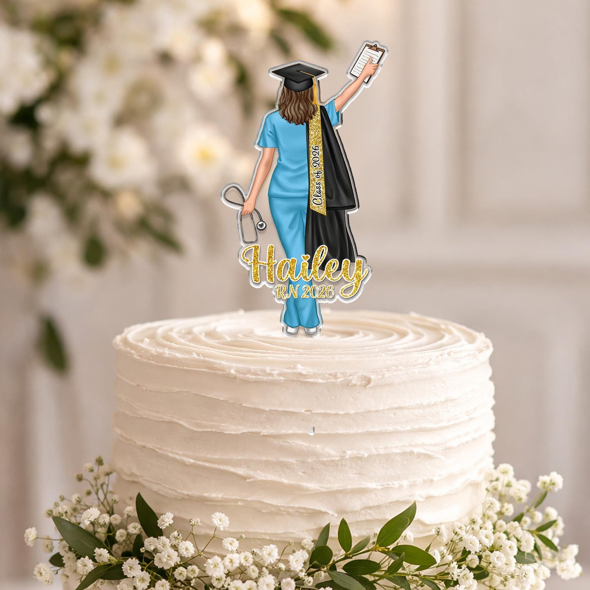 Personalized Nurse Graduation Cake Topper, Class of 2026 Nurse Cake Topper, Congrats Graduation Party Decor, Nurse Grad Gift For Daughter