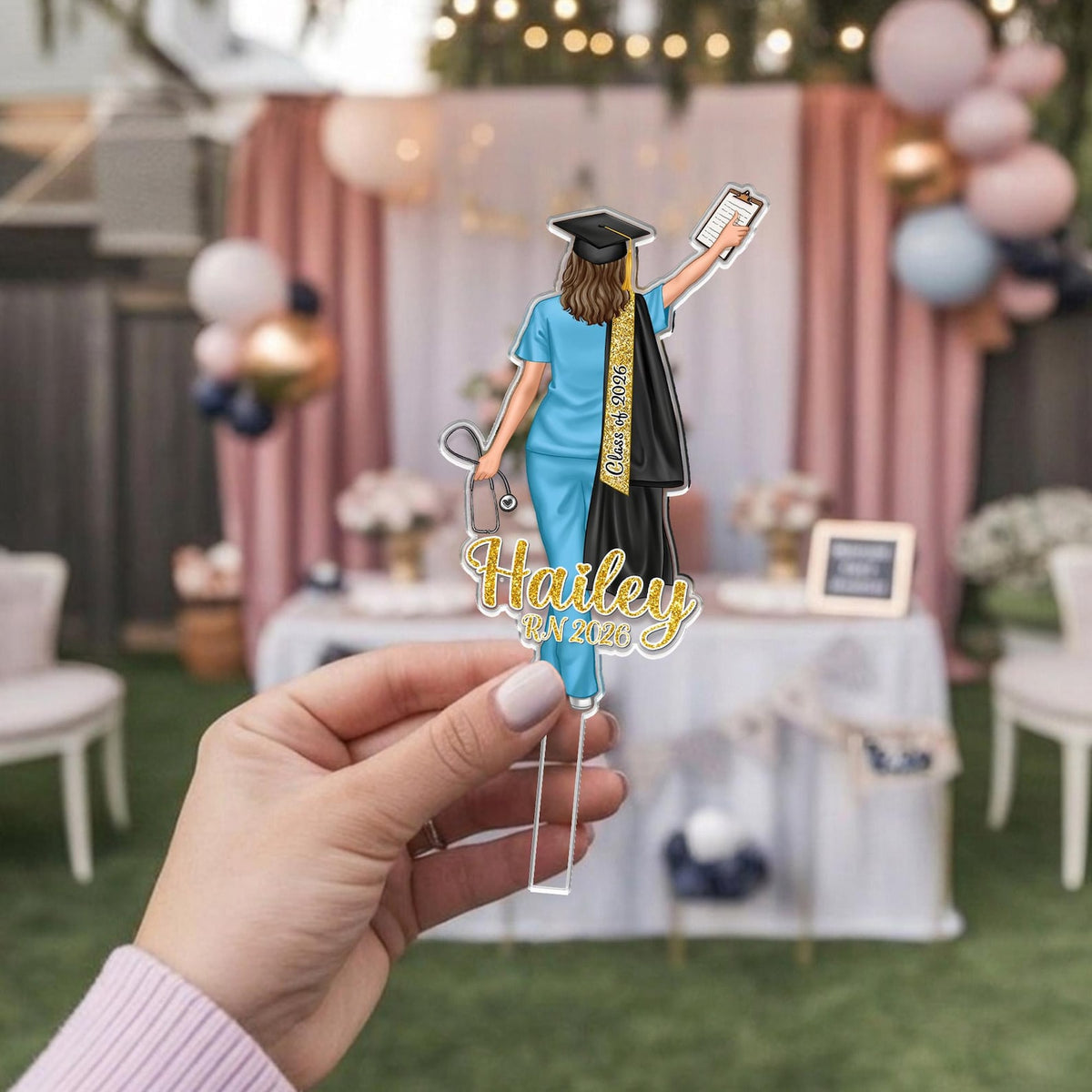 Personalized Nurse Graduation Cake Topper, Class of 2026 Nurse Cake Topper, Congrats Graduation Party Decor, Nurse Grad Gift For Daughter