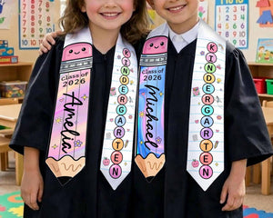 Custom Kids Name Pencil Stole, Preppy Graduation Sash, Grad Gift for Boy Girl, Kindergarten Class of 2026, Cute Grad Gift For Daughter Gift For Son