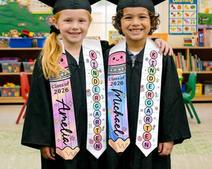 Custom Kids Name Pencil Stole, Preppy Graduation Sash, Grad Gift for Boy Girl, Kindergarten Class of 2026, Cute Grad Gift For Daughter Gift For Son