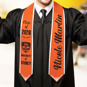 Personalized Graduation Stole Class of 2026, Custom Name Senior Graduation Sash, Gift for Daughter Son