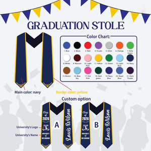 Personalized Graduation Stole Class of 2026, Custom Name Senior Graduation Sash, Gift for Daughter Son