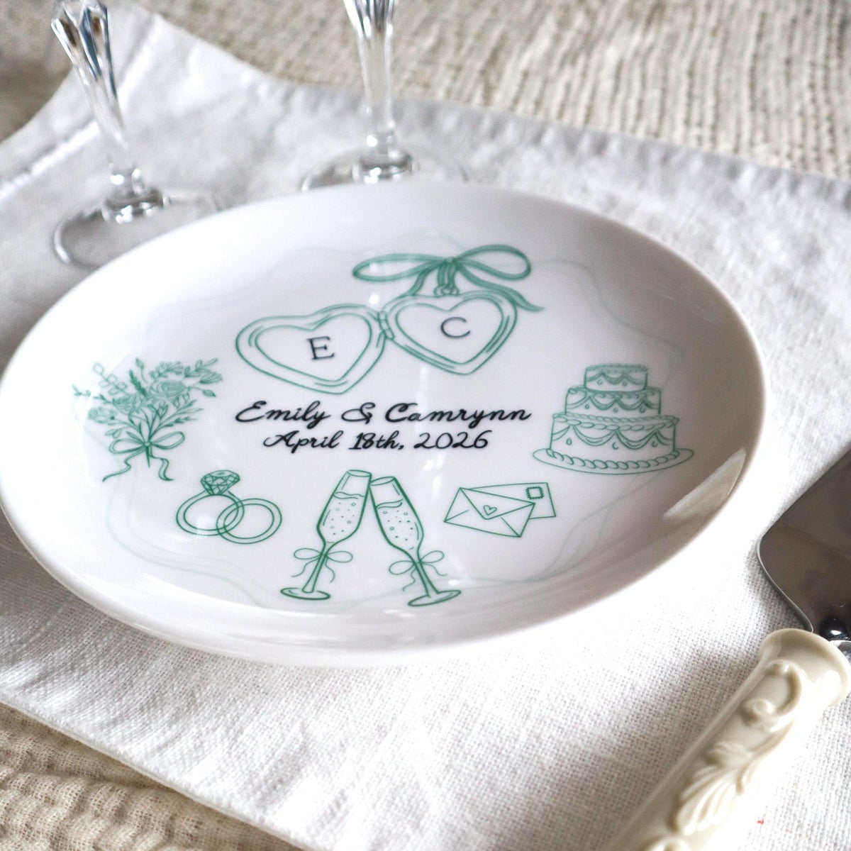 Personalized Ceramic Wedding Plate,  Anniversary or Engagement Keepsake