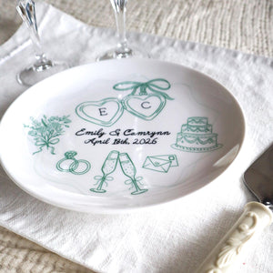 Personalized Ceramic Wedding Plate,  Anniversary or Engagement Keepsake