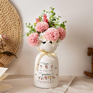 First Mom Now Grandma Flower Vase, Birth Month Flower Vase, Grandma's Garden Vase, Birthday Gifts for Mom Nana Nanny, Mothers Day Gifts