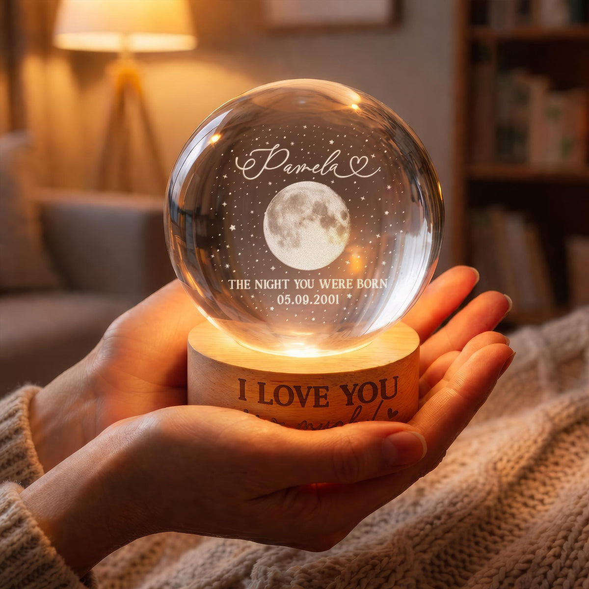 The Day You Were Born Custom Moon Phase by Date, Personalized Crystal Ball Night Light, Birthday Gift for Besties, Gift for Friend, Daughter
