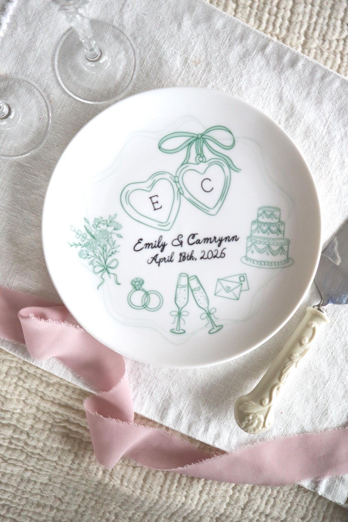 Personalized Ceramic Wedding Plate,  Anniversary or Engagement Keepsake