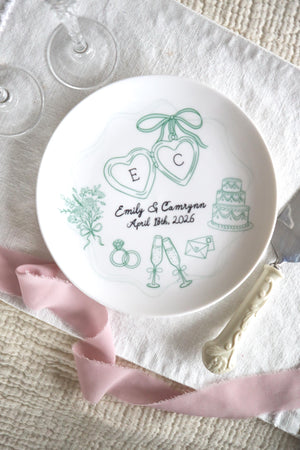 Personalized Ceramic Wedding Plate,  Anniversary or Engagement Keepsake