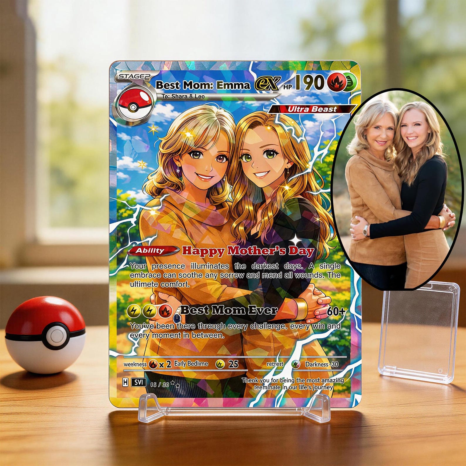 Personalized Mother s Day Pokemon Card, Custom Pokemon Photo Cards, Gifts for Gamer Mom, Mother s Day Gift, Custom Pokemon Trainer Card