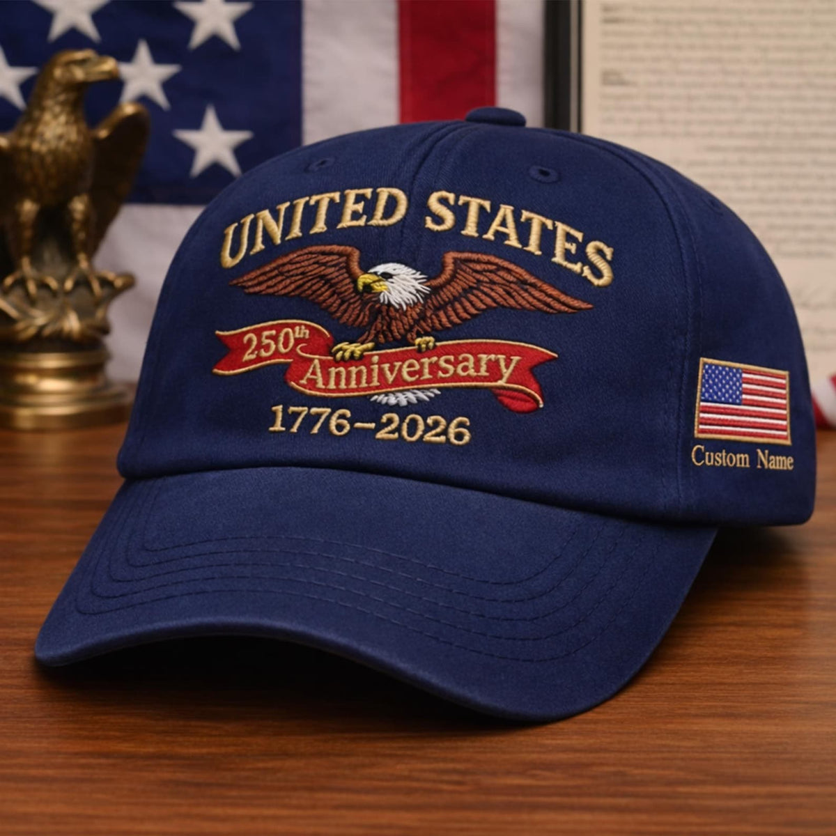 Custom United States 250th Anniversary Embroidered Dad Cap, 1776-2026 Eagle Hat, Semiquincentennial Gift Cap, Fathers Day Gift, Veteran Gift