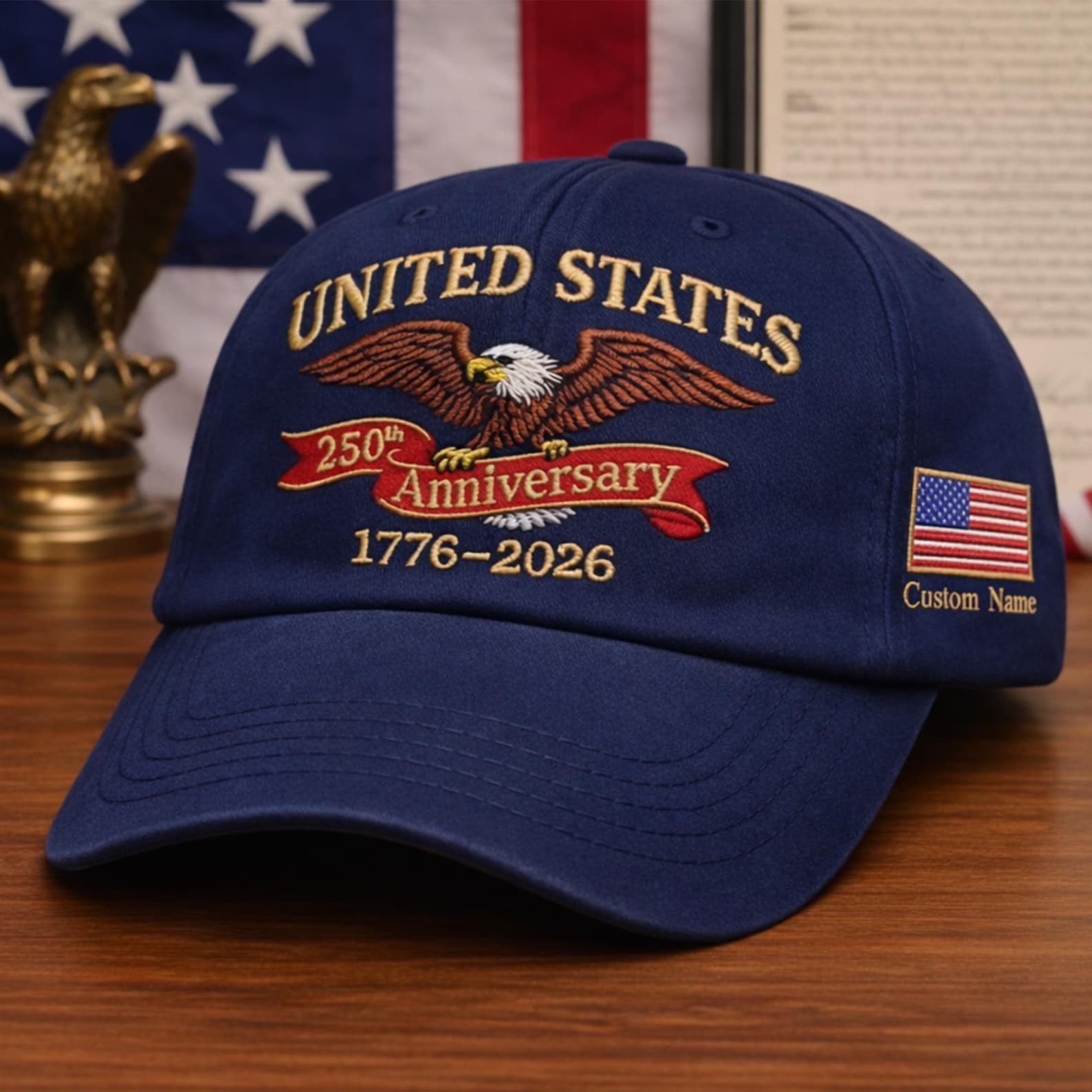 Custom United States 250th Anniversary Embroidered Dad Cap, 1776-2026 Eagle Hat, Semiquincentennial Gift Cap, Fathers Day Gift, Veteran Gift