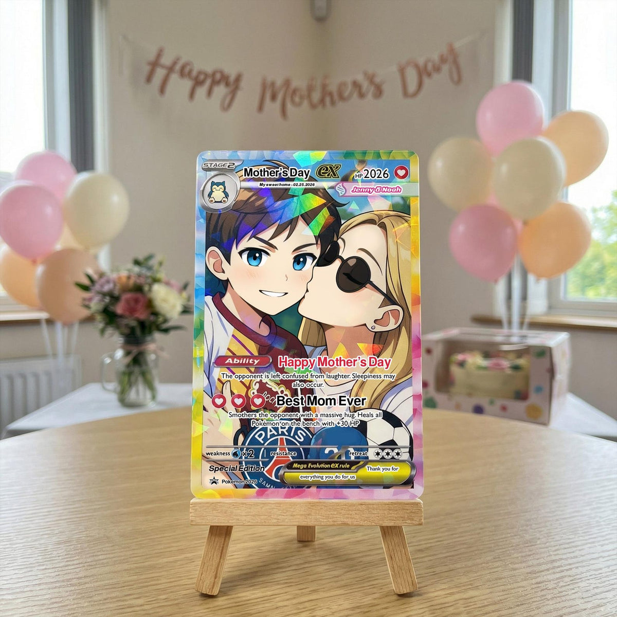 Custom Poke-Inspired Couple Keepsake Wedding & Anniversary Photo to Holo Card