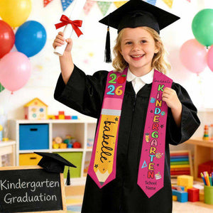 Custom Name Kindergarten Graduation Stole, Personalized Kids Kindergarten Sashes Class of 2026