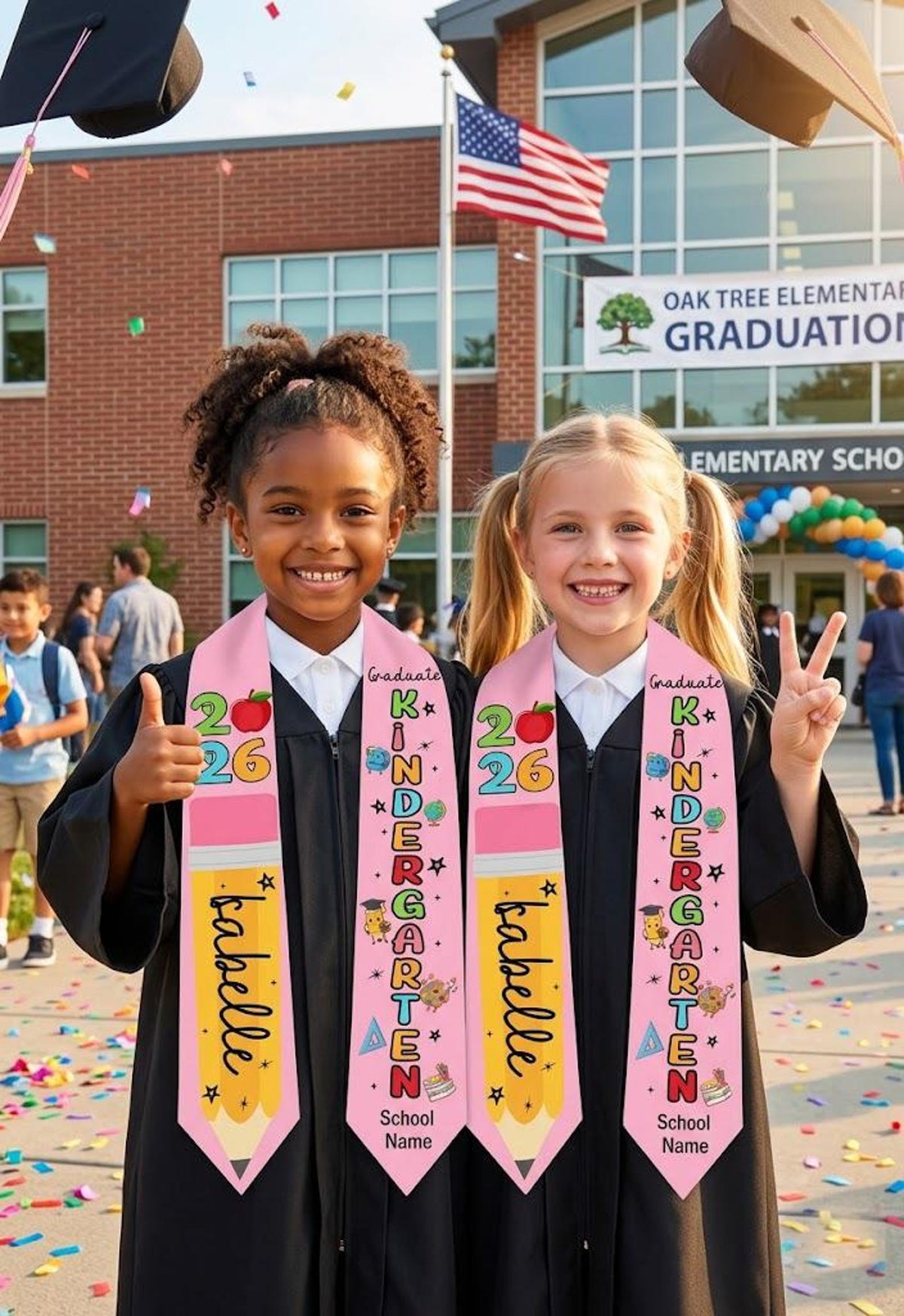 Custom Name Kindergarten Graduation Stole, Personalized Kids Kindergarten Sashes Class of 2026