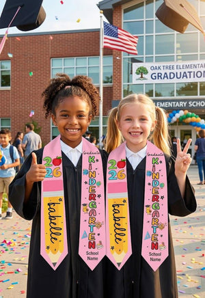 Custom Name Kindergarten Graduation Stole, Personalized Kids Kindergarten Sashes Class of 2026