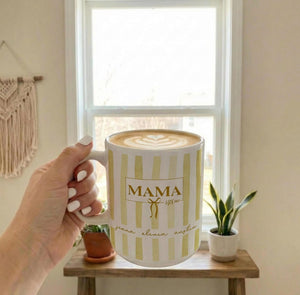 Custom Kids Names Mama Mug, Mothers Day Gift, Stripe Coffee Cup, Personalized Present for Mom, New Mom Gift, First Time Moms, Custom Gifts