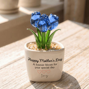 Personalized Glass Tulip, Custom Mother's Day Gift for Mom, Best Friend Birthday Present, Miniature Floral Desk Decor