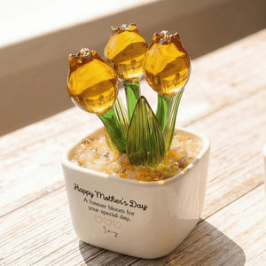 Personalized Glass Tulip, Custom Mother's Day Gift for Mom, Best Friend Birthday Present, Miniature Floral Desk Decor