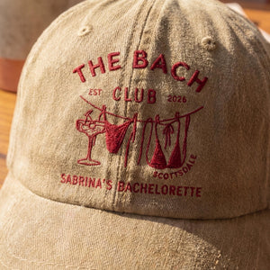 Embroidered Custom The Bach Club Hat, Personalized Bachelorette Party Cap, Bach Trip Gift, Beach Sun Hat, Embroidered Bride To Be Gift