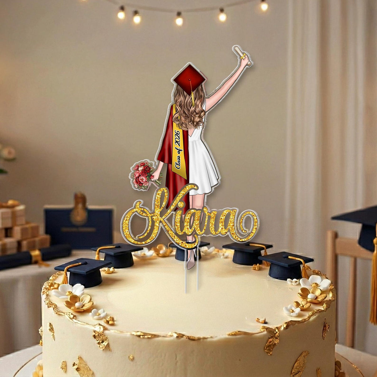 Personalized Girls Graduation Cake Topper: Class Of 2026 Party Supplies, College Graduation Favors, Congrats Grad Cake Decor