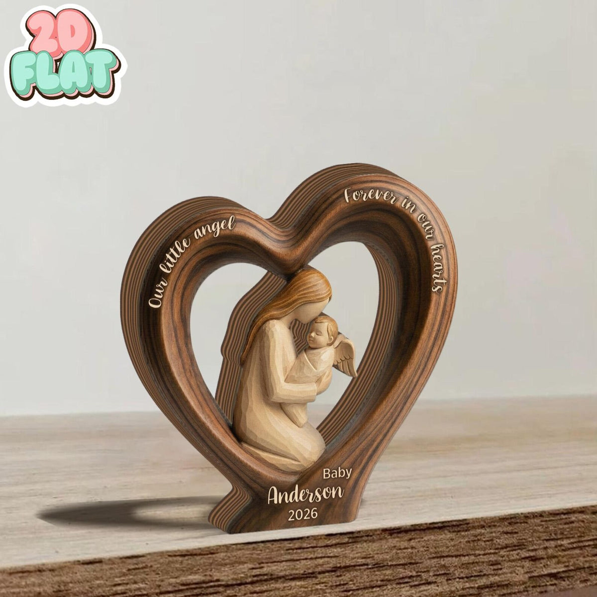 Baby Memorial Angel Wooden Heart Sign, Infant Loss Remembrance Decor,Stillborn Baby Memorial Gift, Personalized Baby Angel Sympathy Keepsake