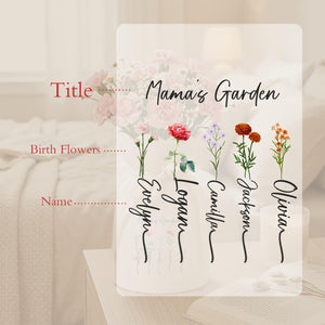 Personalized Mom Vase, Custom Mama s Garden Vase, Birth Flower Gift for Mom, Mother s Day Gift from Kids, Custom Name Flower Vase