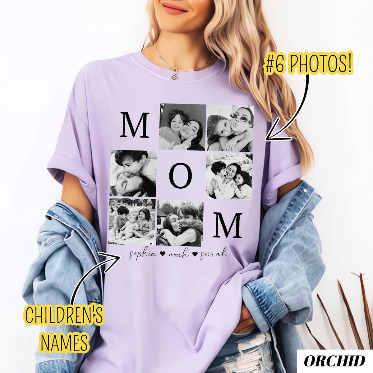 Custom Mom Photo Shirt: Personalized Mothers Day Shirt with Children's Names, Birthday Mom Gift
