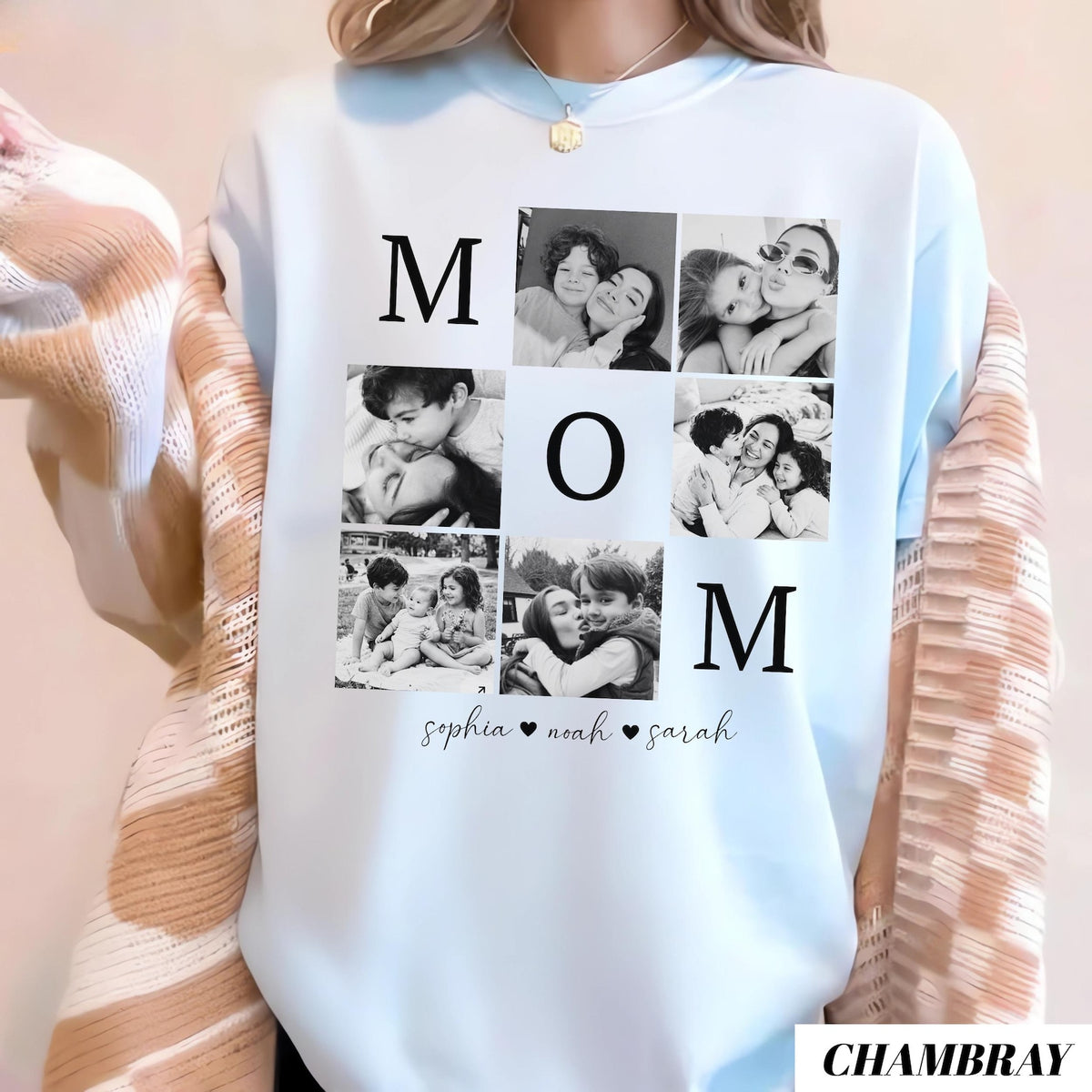 Custom Mom Photo Shirt: Personalized Mothers Day Shirt with Children's Names, Birthday Mom Gift
