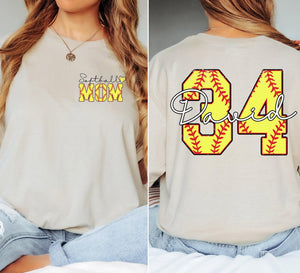 Custom Personalized Softball Mom Shirt, Name And Number Softball Shirt, Softball Mom Shirt, Gift For Mom Tee Shirt, Game Day Mama Gift