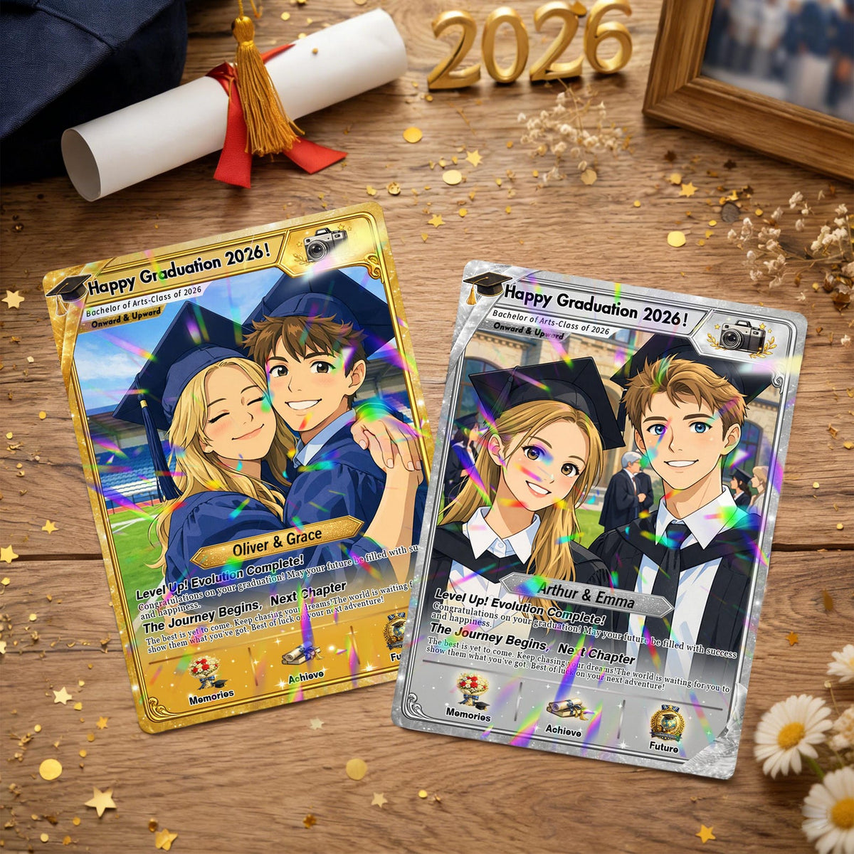 Personalized Poke Graduation Card, Custom Grad Portrait, Gift for Graduates, Class of 2026, College Grad Gift, Anime Graduation Card