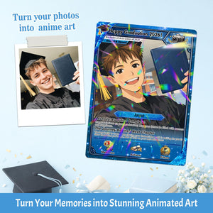 Personalized Poke Graduation Card, Custom Grad Portrait, Gift for Graduates, Class of 2026, College Grad Gift, Anime Graduation Card