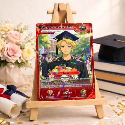 Personalized Poke Graduation Card, Custom Grad Portrait, Gift for Graduates, Class of 2026, College Grad Gift, Anime Graduation Card