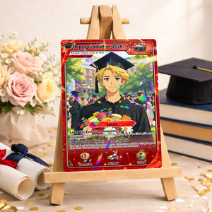 Personalized Poke Graduation Card, Custom Grad Portrait, Gift for Graduates, Class of 2026, College Grad Gift, Anime Graduation Card