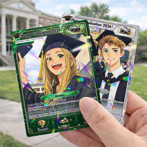 Personalized Poke Graduation Card, Custom Grad Portrait, Gift for Graduates, Class of 2026, College Grad Gift, Anime Graduation Card