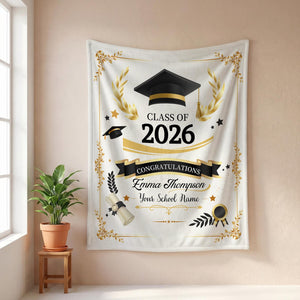 Custom Graduation Blanket,Senior Graduation Gift,Graduation Blanket Gift for Her,Class of 2026 Senior Boy Gift,Class of 2026 Keepsake Throw