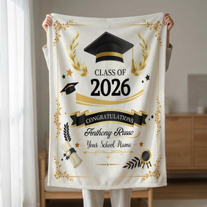 Custom Graduation Blanket,Senior Graduation Gift,Graduation Blanket Gift for Her,Class of 2026 Senior Boy Gift,Class of 2026 Keepsake Throw