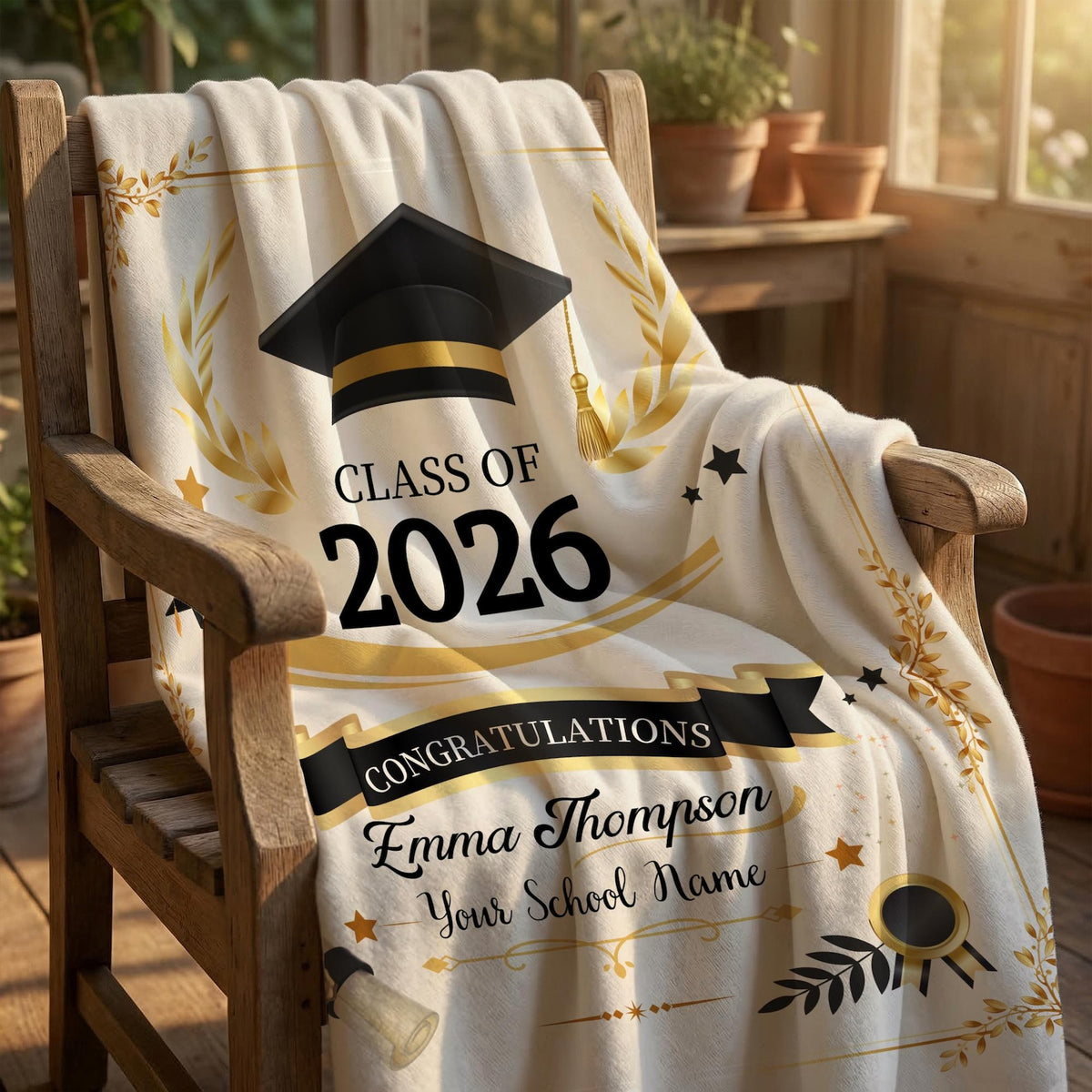 Custom Graduation Blanket,Senior Graduation Gift,Graduation Blanket Gift for Her,Class of 2026 Senior Boy Gift,Class of 2026 Keepsake Throw