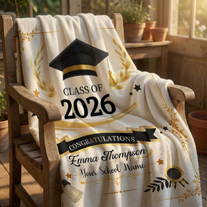 Custom Graduation Blanket,Senior Graduation Gift,Graduation Blanket Gift for Her,Class of 2026 Senior Boy Gift,Class of 2026 Keepsake Throw