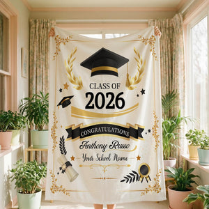 Custom Graduation Blanket,Senior Graduation Gift,Graduation Blanket Gift for Her,Class of 2026 Senior Boy Gift,Class of 2026 Keepsake Throw
