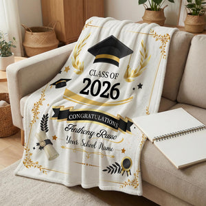 Custom Graduation Blanket,Senior Graduation Gift,Graduation Blanket Gift for Her,Class of 2026 Senior Boy Gift,Class of 2026 Keepsake Throw