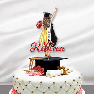Personalized Girls Graduation Cake Topper: College Graduation Favors, Congrats Grad Cake Decor, Class Of 2026 Party Supplies