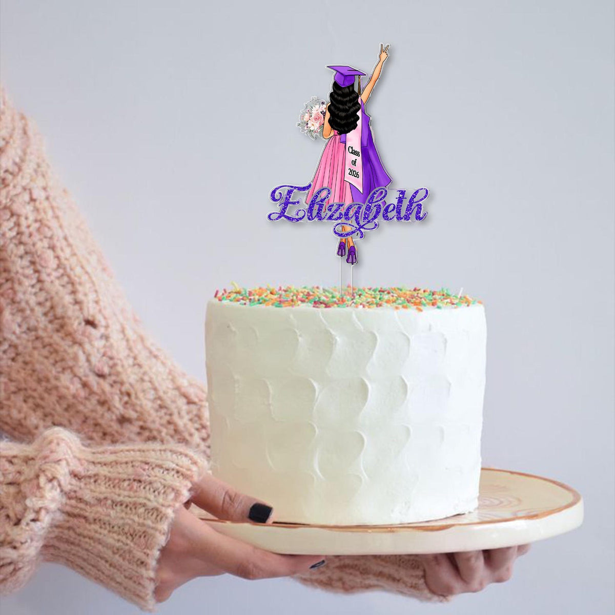 Personalized Girls Graduation Cake Topper: College Graduation Favors, Congrats Grad Cake Decor, Class Of 2026 Party Supplies