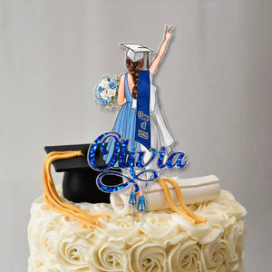 Personalized Girls Graduation Cake Topper: College Graduation Favors, Congrats Grad Cake Decor, Class Of 2026 Party Supplies